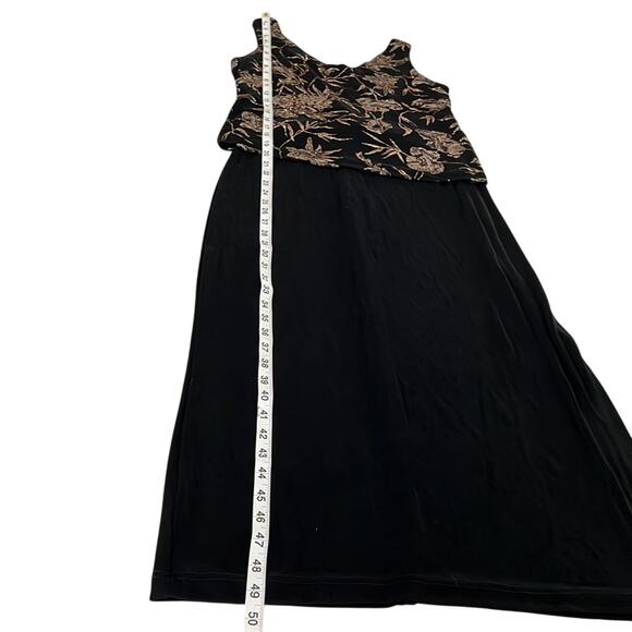 Coldwater Creek S Black Long Maxi Gown Dress Gold Glitter Embellished Party - Picture 9 of 10